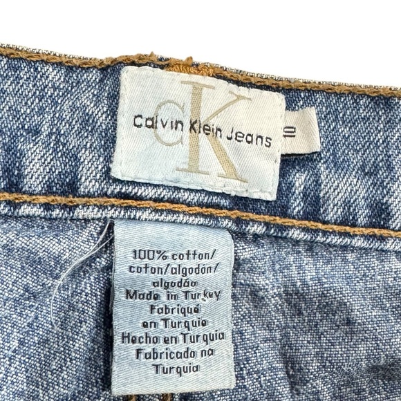 Vintage Y2K Low Rise Flare Jeans Leather Lace Up CK Calvin Klein Jeans | Size 10 - Picture 10 of 12